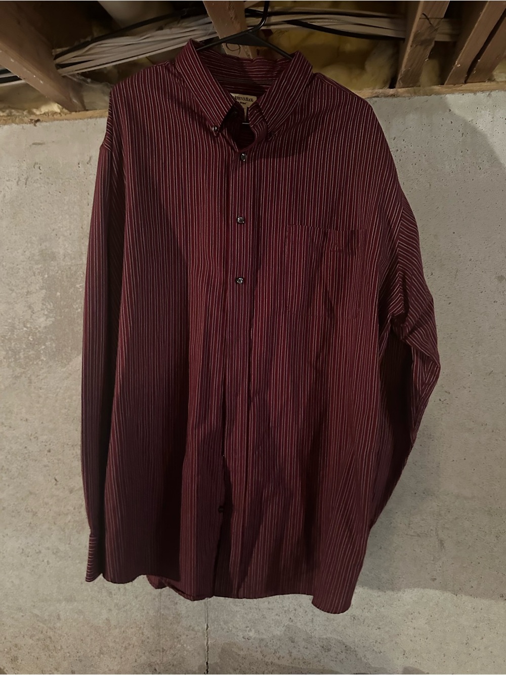 St. John's Bay Men's Maroon Striped Button-Down Shirt